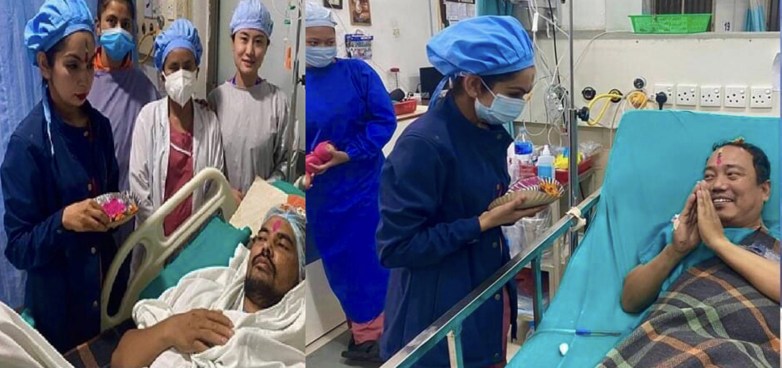 बेडमा सुतिरहेको बिरामीलाई नर्सले भाइटीका लगाइ दिए