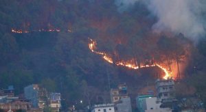 तानसेनको वनदेवी र श्रीनगर डाँडामा भीषण डढेलो
