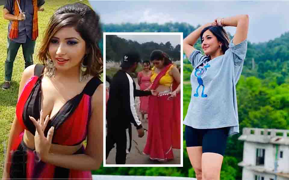 आचलले सारि लगाउँदा पेट देखिएपछि.. (भिडियो)