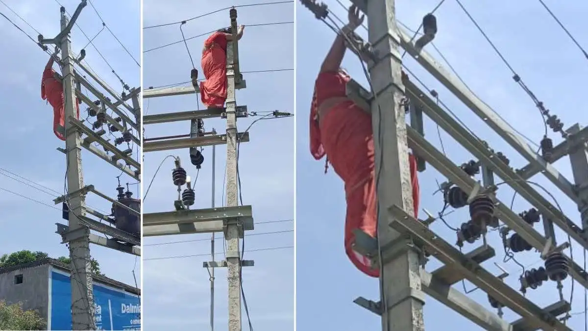 प्रेमीलाई सँगै राख्नुपर्ने सर्त पतिले अस्विकार गरेपछि मर्नलाई विजुलीको खम्बामा चढिन् महिला